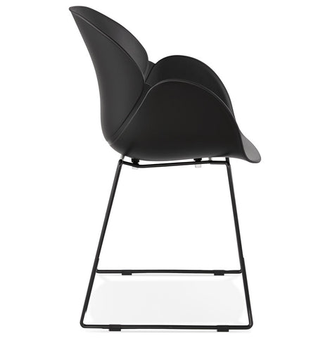 Chair with armrests 'ZAKARY' black with metal base - indoor/outdoor