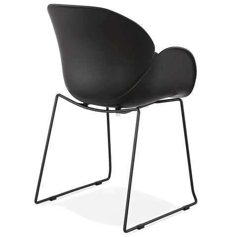 Chair with armrests 'ZAKARY' black with metal base - indoor/outdoor