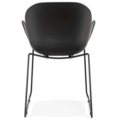 Chair with armrests 'ZAKARY' black with metal base - indoor/outdoor