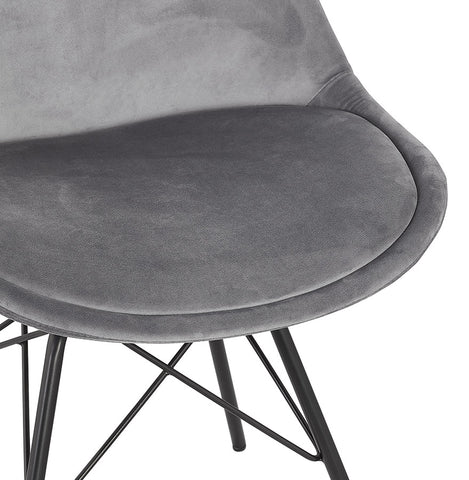 Design chair 'ZAZY' in gray velvet with black metal legs