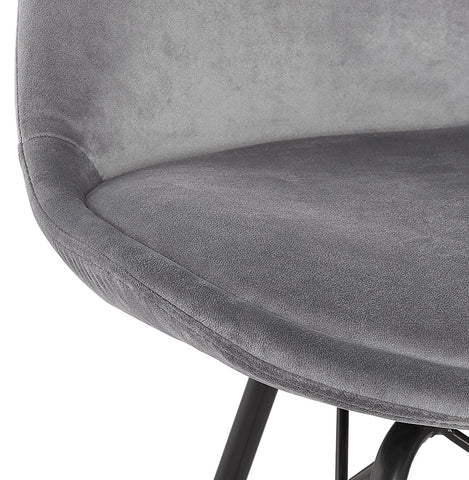 Design chair 'ZAZY' in gray velvet with black metal legs