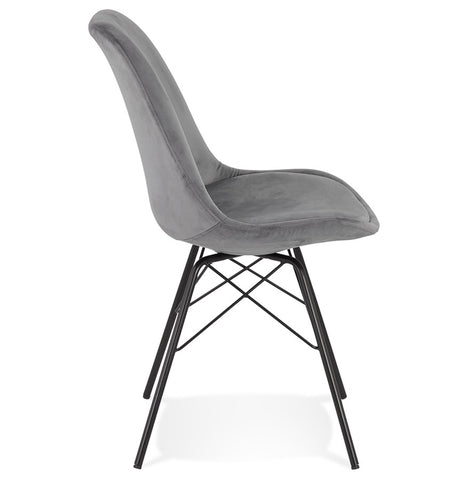 Design chair 'ZAZY' in gray velvet with black metal legs