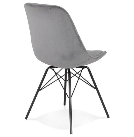 Design chair 'ZAZY' in gray velvet with black metal legs