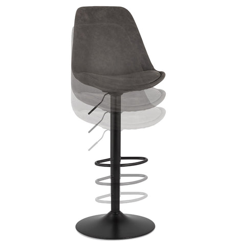 Adjustable stool 'ZEBRA' in gray microfiber with black leg