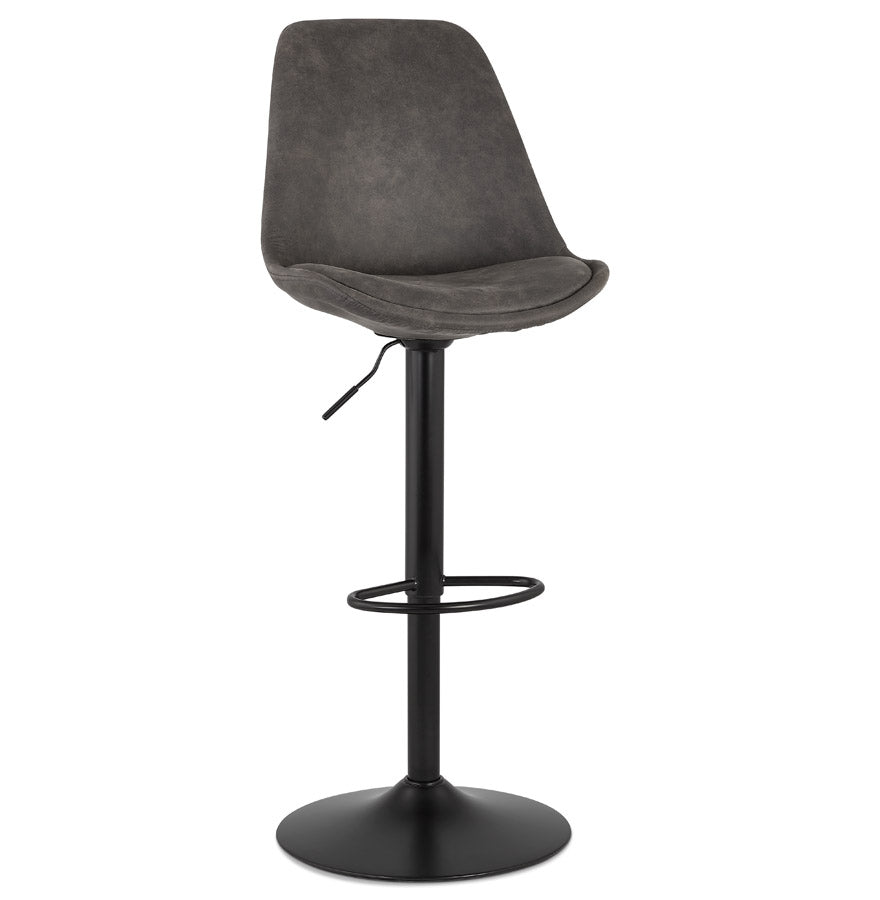 Adjustable stool 'ZEBRA' in gray microfiber with black leg