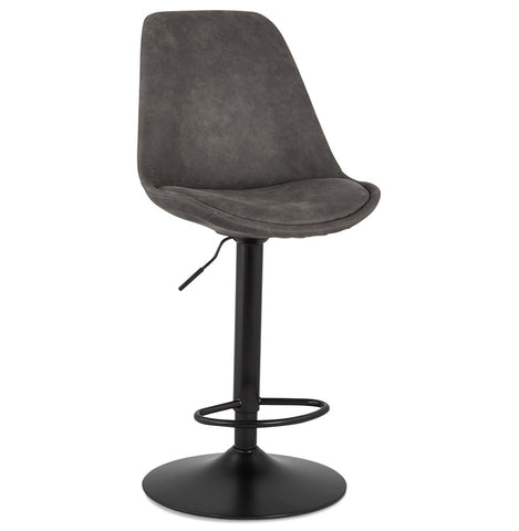 Adjustable stool 'ZEBRA' in gray microfiber with black leg