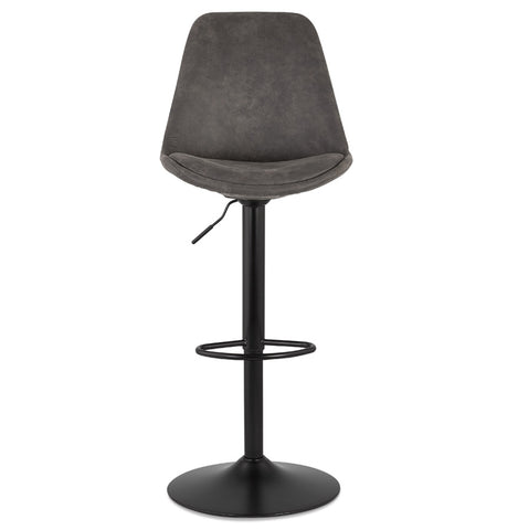 Adjustable stool 'ZEBRA' in gray microfiber with black leg