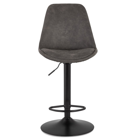 Adjustable stool 'ZEBRA' in gray microfiber with black leg